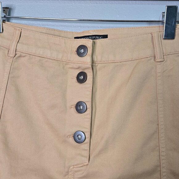 NWT Banana Republic Women's 6 A-line Mini Skirt Neutral Tan Button Front Detail - Picture 4 of 7
